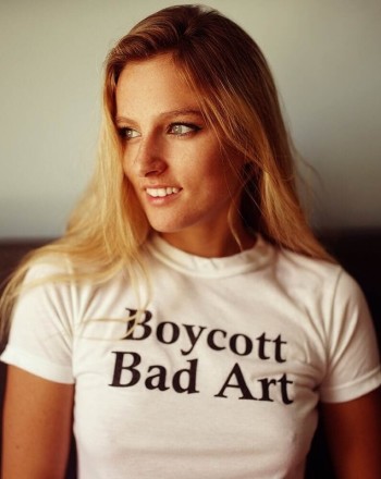 Alexandria Renee wearing a boycott tshirt