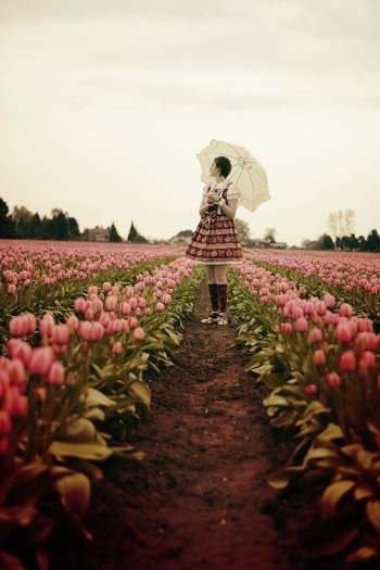 Ari Claire on a tulips field