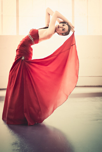 Ashley Brooke Mitchell wearing a red dress