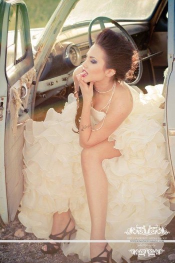 Viktoriya Dov wearing a bridal dress