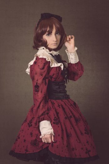 Eira Rose wearing a victorian era dress