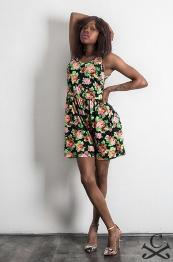 JazzyD modeling a flowered dress